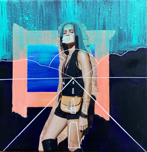 If Zoe Says So 10 by 10 inch mixed media collage painting